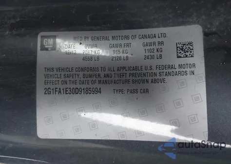 2013 Chevrolet Camaro 2Ls z USA, uszkodzony, nr VIN 2G1FA1E30D9185994